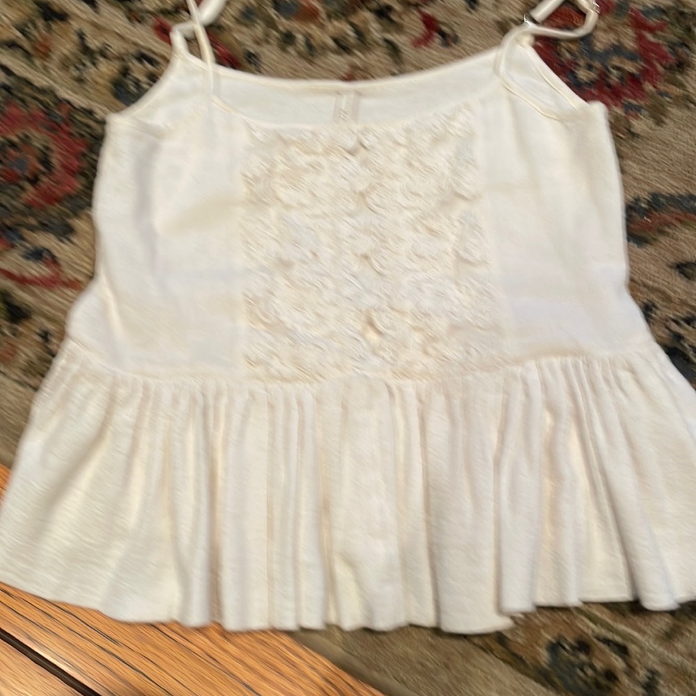 Zara embroidered white top size extra small pleated bottom